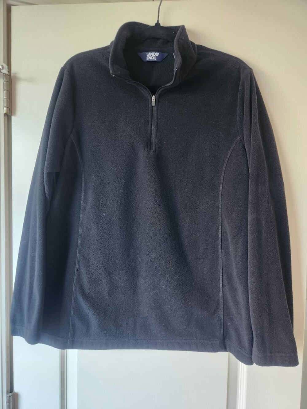 Lands' End Black Fleece 1/4 Zip Pullover XL Cozy Athleisure Outdoor Layering